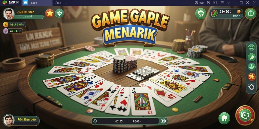 Screenshot gameplay Gaple di 62IDN yang menampilkan keseruan permainan.