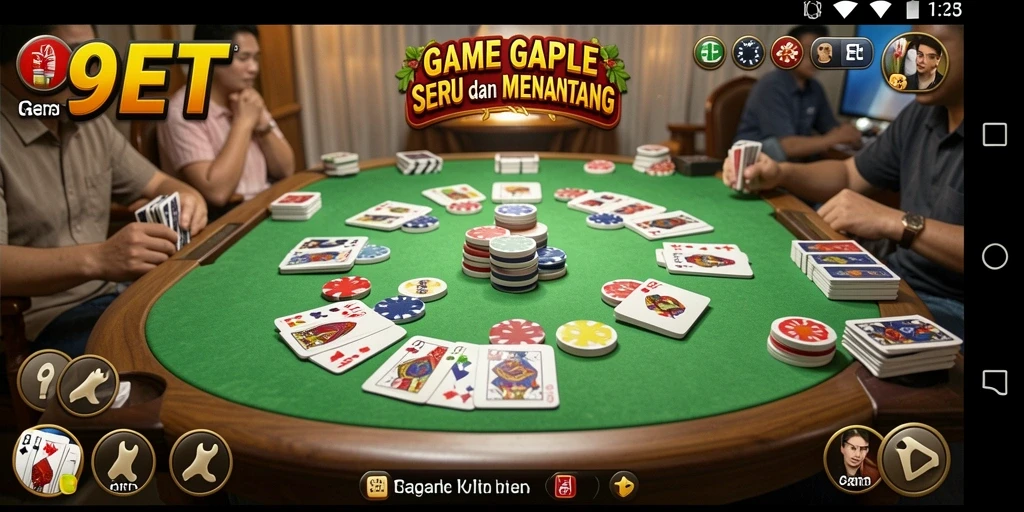 Tampilan gameplay seru dalam permainan Gaple 9ET.