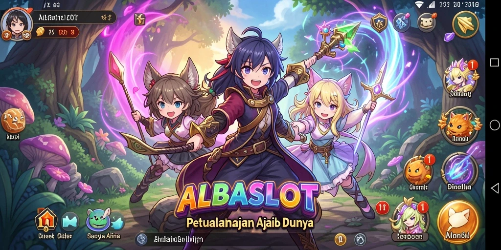Tampilan gameplay seru ALBASLOT dalam dunia Anime.