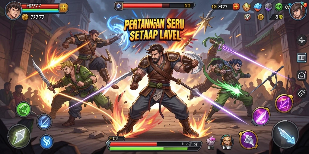 Screenshot HP777 menampilkan pertarungan mendebarkan antara karakter dalam gameplay Action.