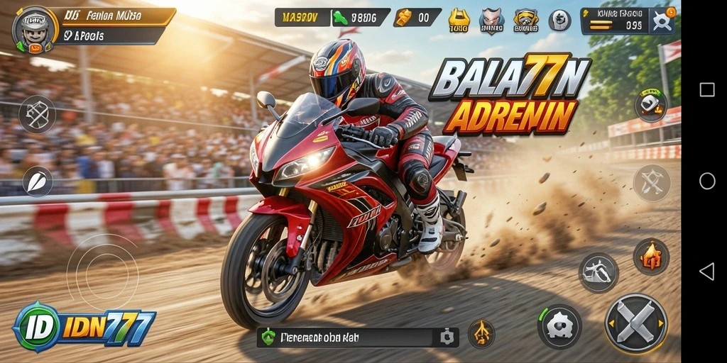 Gameplay menegangkan dalam balapan motor yang cepat.