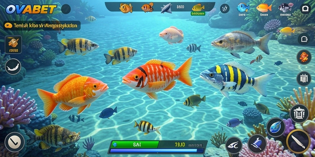 Tampilan gameplay Tembak Ikan yang memukau dengan aksi menangkap ikan.