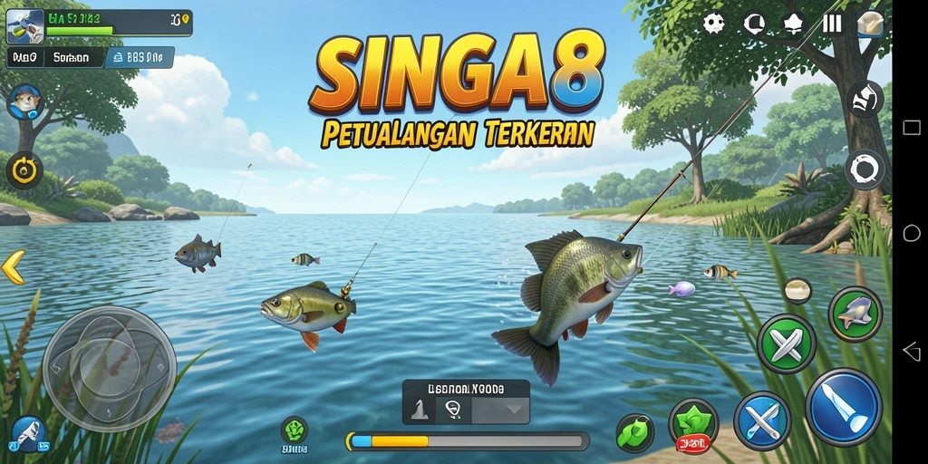 Tampilan menawan dari gameplay memancing SINGA8 yang menarik.