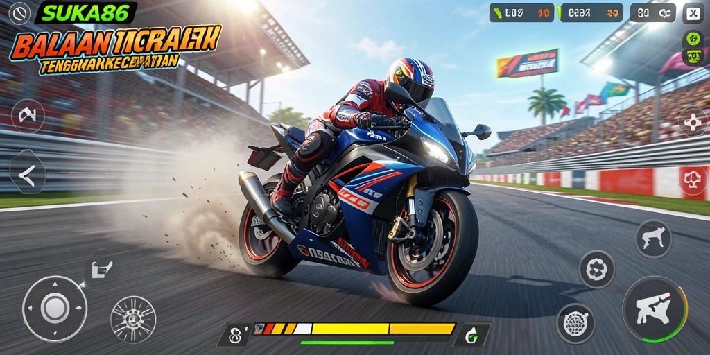 Tampilan gameplay menegangkan di SUKA86 saat beradu kecepatan.